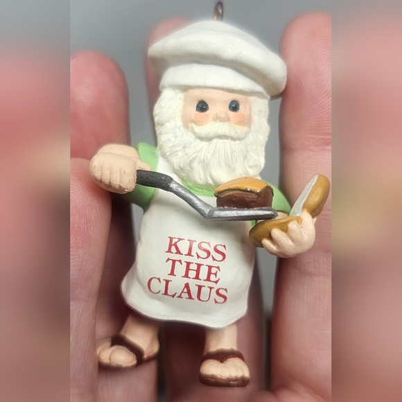 Vintage Hallmark 1988 Kiss The Claus Keepsake Christmas Ornament Barbeque Santa - Picture 2 of 15